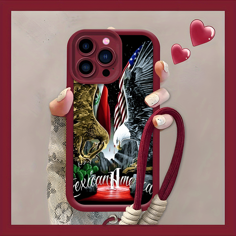 New Cartoon Eagle Phone Cases Designed for The Iphone 14 Pro, Featuring a Lanyard Suitable for All Genders. These High-Quality TPU Soft Silicone Cases Offer Anti-Fall Protection And Serve As Mobile Phone Accessories.